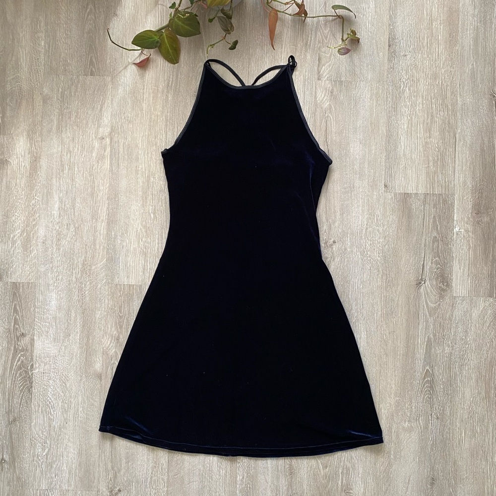 Vintage Blue Halter A-line Mini Dress